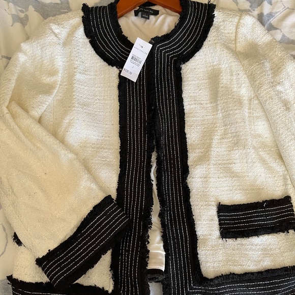 NWT Ann Taylor Black & Pearly White Jacket/Blazer SIZE 2 - Picture 5 of 7